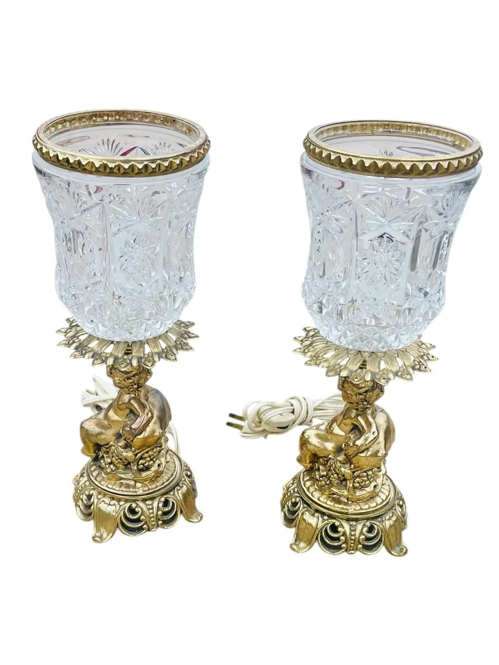 Rare Pair of Vintage L&L WMC Cherub Lamps - Hollywood Regency - Picture 3 of 8